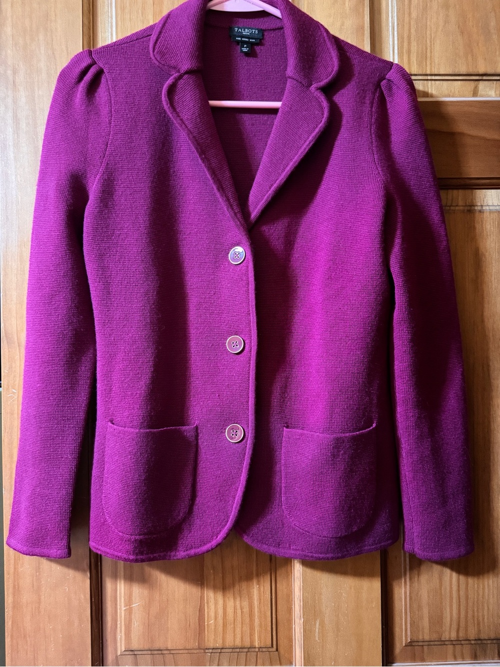 Talbots Raspberry Knit Blazer Jacket